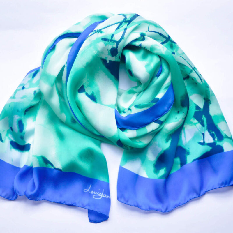 mint green and cerulean blue colour of Summer Branches design