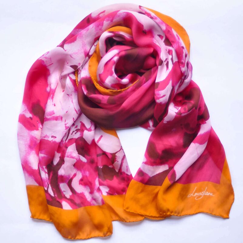 Fuschia pink and tangerine orange colour of summer branches design