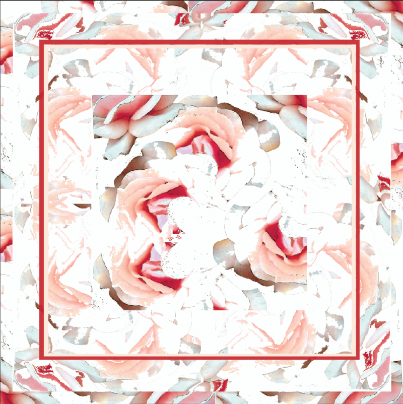 Camelia Cream oversized square in cotton and silk shown flat lay for full pattern