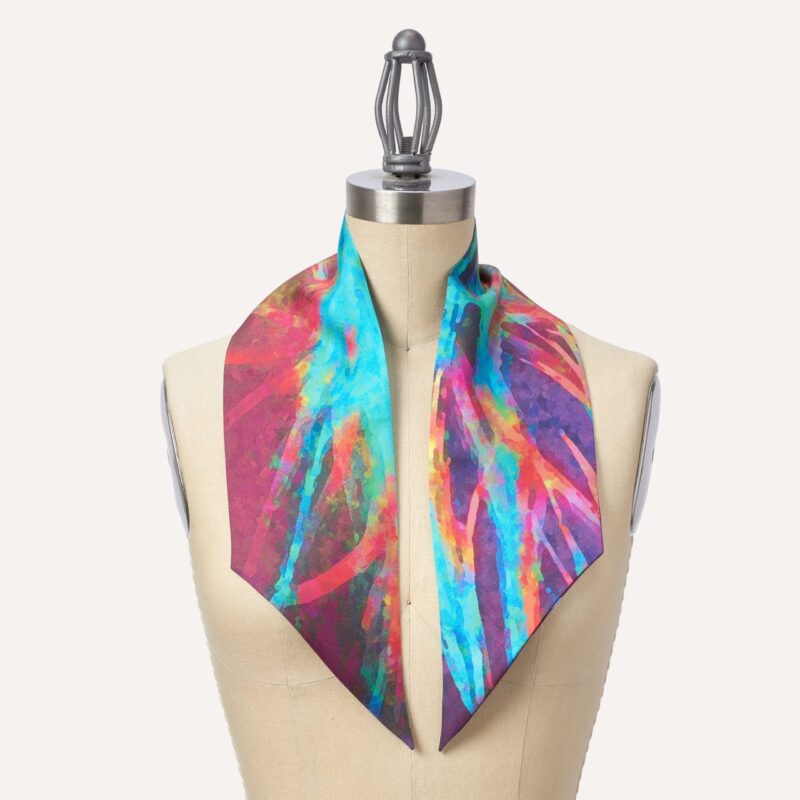 wild grasses original silk twilly in vibrant colours, draped