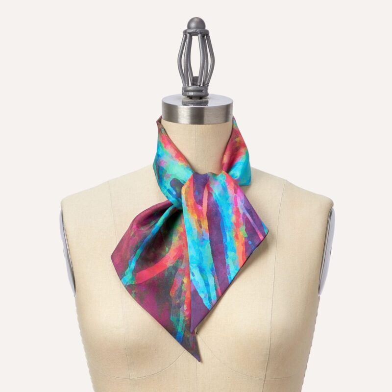 wild grasses original silk twilly in vibrant colours, tied
